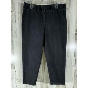 Soft Surroundings Womens Pull‎ On Capri Jeans 34x23.5 Gray Wash Elastic Waist